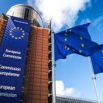 Brussels / Belgium - 11/10/2019 - European Union flags waving in wind in front of European Commission building. Brussels, Belgium.; Shutterstock ID 1614070141; Purchase Order: 25pack; Job: 0623; Client/Licensee: tt; Other: aa